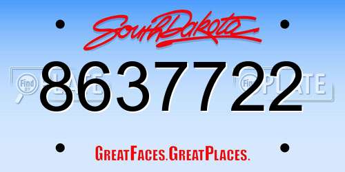 8637722 South Dakota License Plate