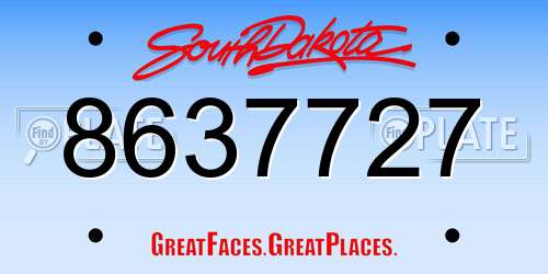 8637727 South Dakota License Plate