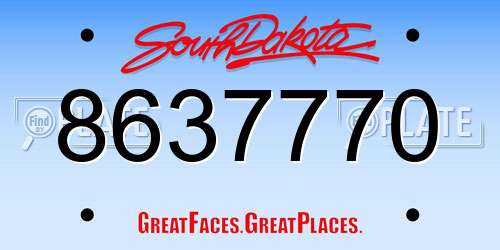 8637770 South Dakota License Plate