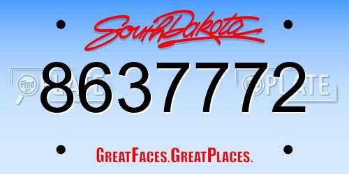 8637772 South Dakota License Plate