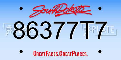 86377T7 South Dakota License Plate