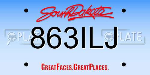 863ILJ South Dakota License Plate