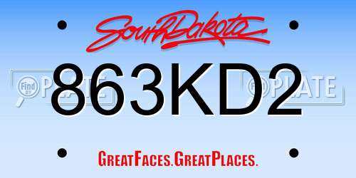 863KD2 South Dakota License Plate