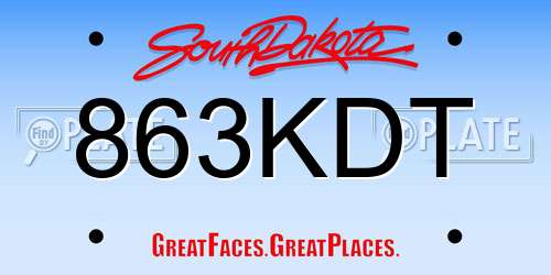 863KDT South Dakota License Plate