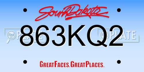 863KQ2 South Dakota License Plate