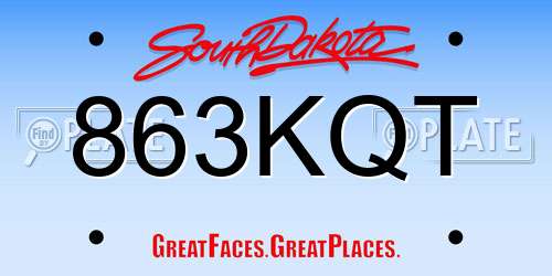 863KQT South Dakota License Plate