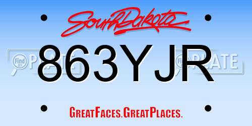 863YJR South Dakota License Plate