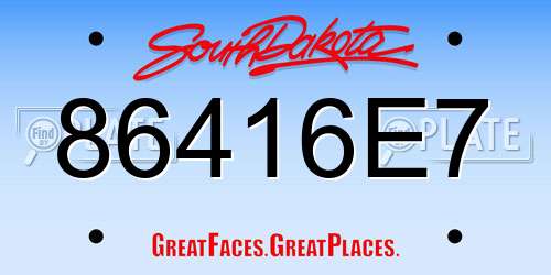 86416E7 South Dakota License Plate
