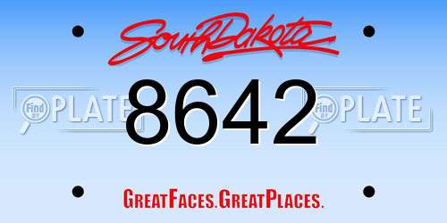 8642 South Dakota License Plate