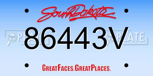 86443V South Dakota License Plate