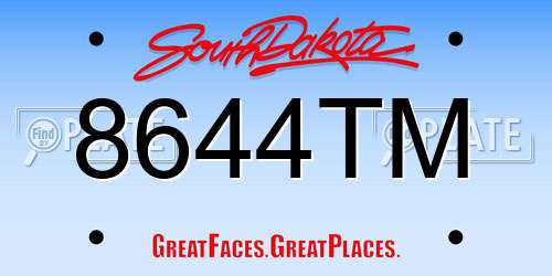 8644TM South Dakota License Plate