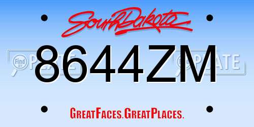 8644ZM South Dakota License Plate