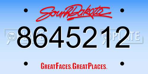 8645212 South Dakota License Plate