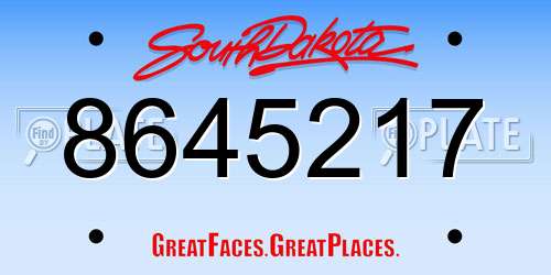 8645217 South Dakota License Plate