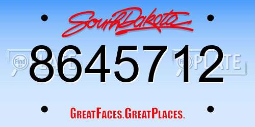 8645712 South Dakota License Plate