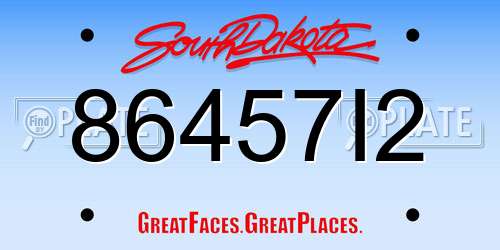 86457I2 South Dakota License Plate