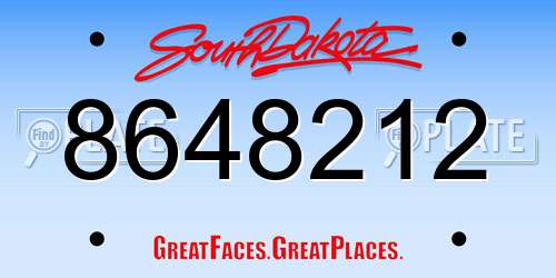8648212 South Dakota License Plate
