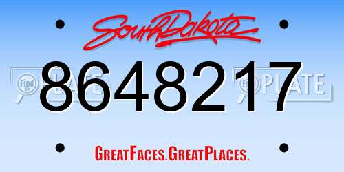8648217 South Dakota License Plate