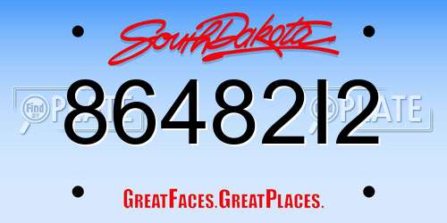 86482I2 South Dakota License Plate