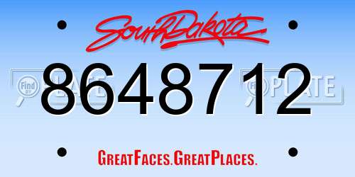 8648712 South Dakota License Plate