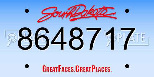 8648717 South Dakota License Plate