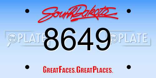 8649 South Dakota License Plate