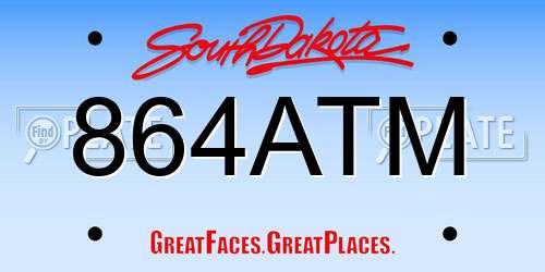 864ATM South Dakota License Plate