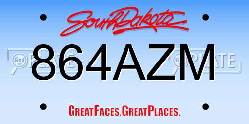 864AZM South Dakota License Plate