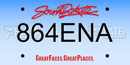 864ENA South Dakota License Plate