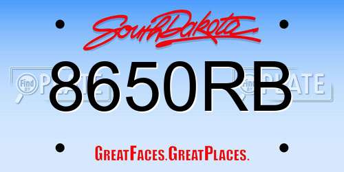 8650RB South Dakota License Plate
