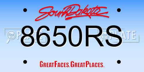 8650RS South Dakota License Plate