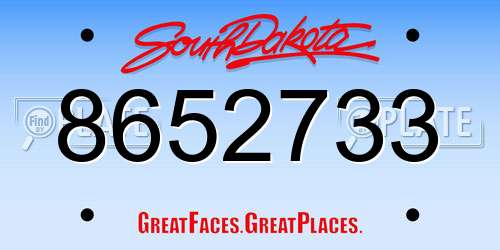 8652733 South Dakota License Plate