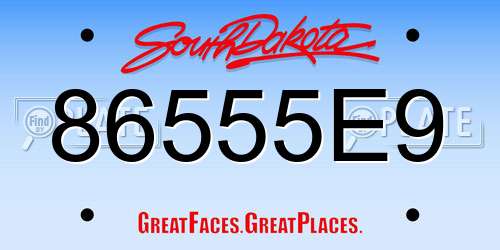 86555E9 South Dakota License Plate
