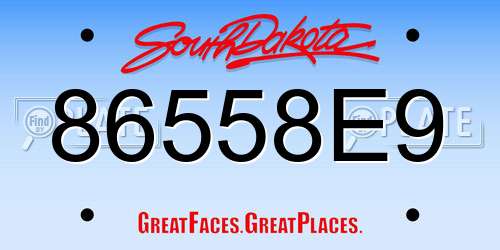 86558E9 South Dakota License Plate
