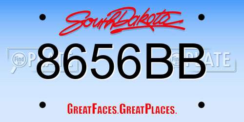 8656BB South Dakota License Plate
