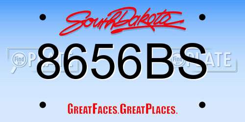 8656BS South Dakota License Plate