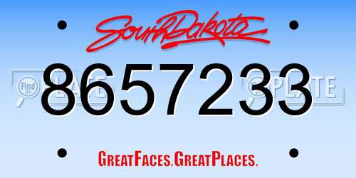 8657233 South Dakota License Plate