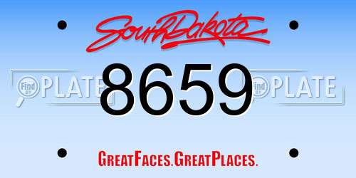 8659 South Dakota License Plate