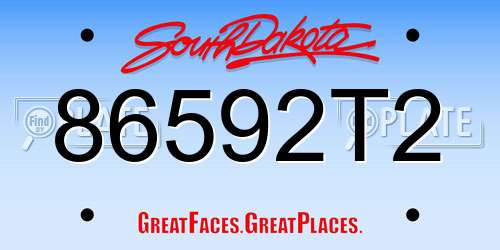 86592T2 South Dakota License Plate