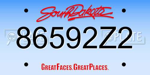 86592Z2 South Dakota License Plate