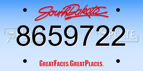 8659722 South Dakota License Plate