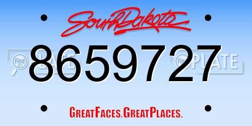 8659727 South Dakota License Plate