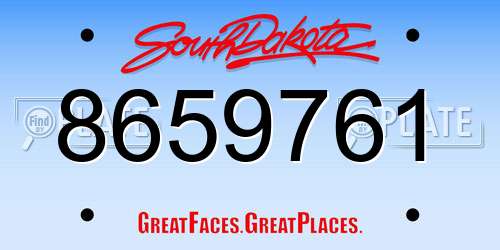 8659761 South Dakota License Plate