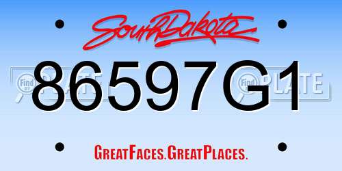 86597G1 South Dakota License Plate