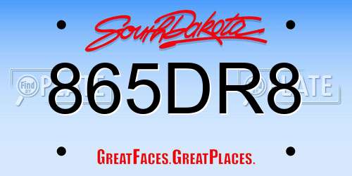 865DR8 South Dakota License Plate