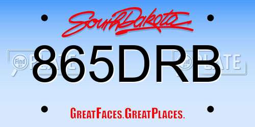 865DRB South Dakota License Plate