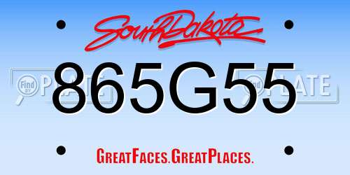 865G55 South Dakota License Plate