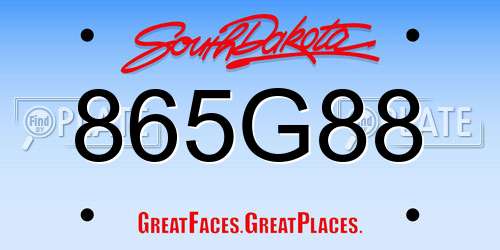 865G88 South Dakota License Plate