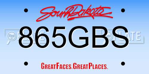 865GBS South Dakota License Plate
