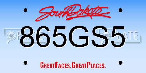 865GS5 South Dakota License Plate